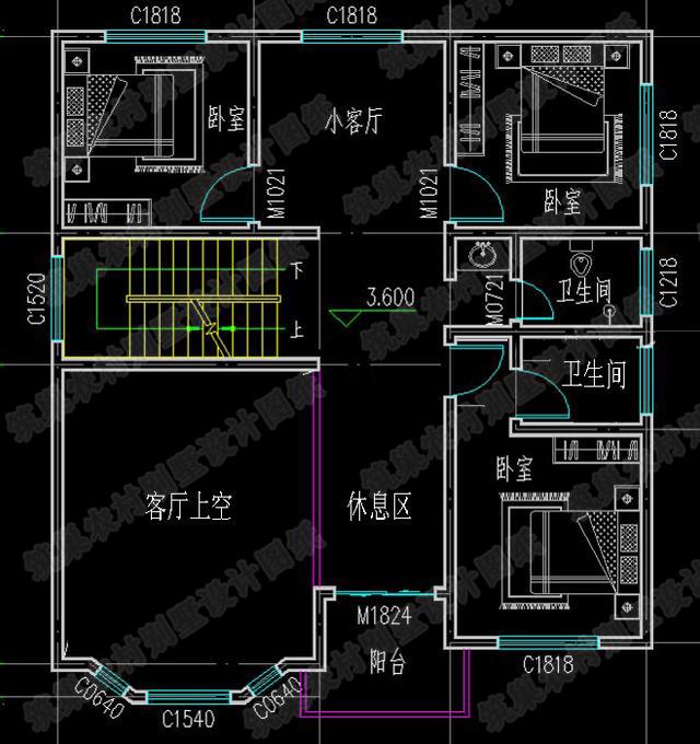 農(nóng)村二層別墅圖，20萬133㎡2廳5臥帶挑空客廳落地窗，一起來看看