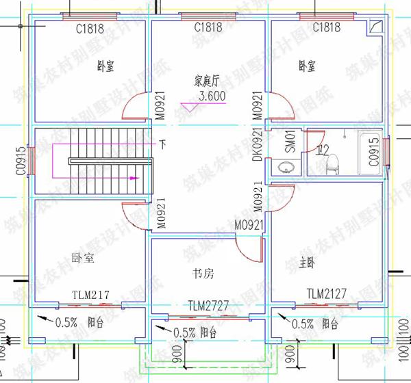 全套農(nóng)村二層小別墅建成效果圖展示20萬11.8×10.8米2廳6臥，簡單易建！