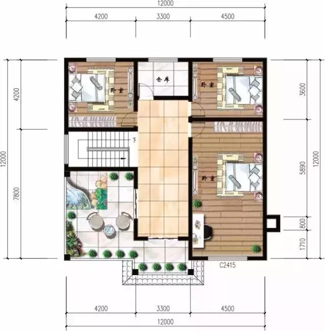 開間12米的自建房別墅設計圖，二套附平面圖隨你選