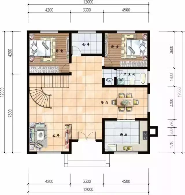 開間12米的自建房別墅設計圖，二套附平面圖隨你選