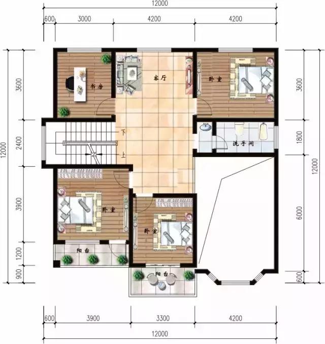 開間12米的自建房別墅設計圖，二套附平面圖隨你選