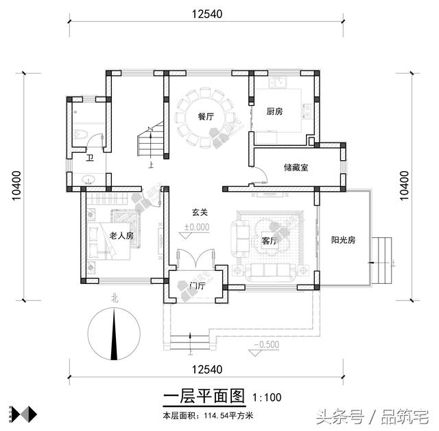 12X10三層西班牙風(fēng)格別墅圖，戶型方正、緊湊實用，有露臺有陽光房有院子，一家共享天倫~
