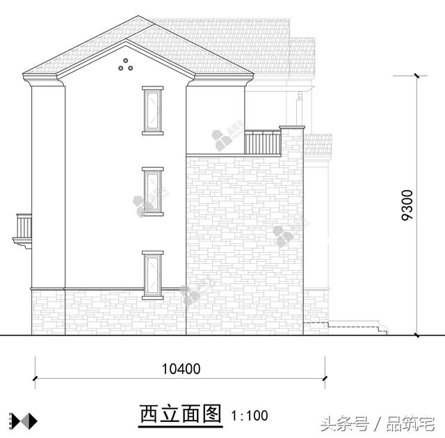 12X10三層西班牙風(fēng)格別墅圖，戶型方正、緊湊實用，有露臺有陽光房有院子，一家共享天倫~