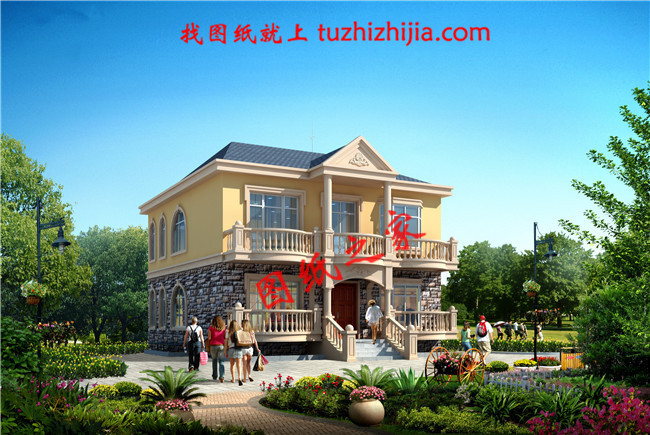 農(nóng)村二層樓建房造型圖及全套施工圖紙，占地110平米左右，帶地下室