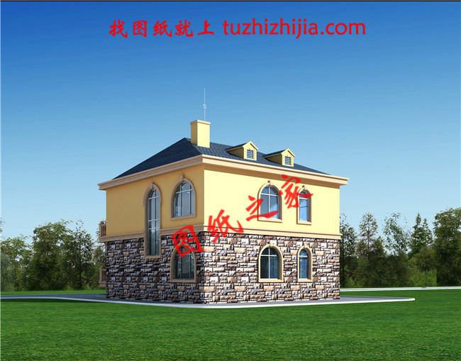 農(nóng)村二層樓建房造型圖及全套施工圖紙，占地110平米左右，帶地下室