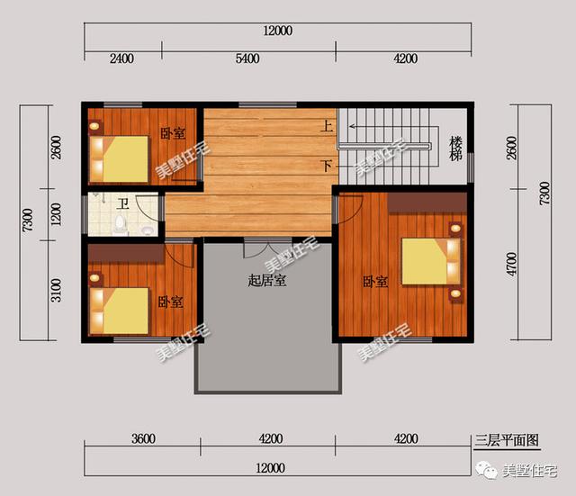 12x7.3米三層農(nóng)村別墅圖，布局實(shí)用造價(jià)低，溫暖卻不張揚(yáng)，想給它99個(gè)贊