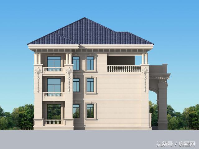 一款精美的歐式風格別墅圖，三層樣式占地120平，漂亮至極！