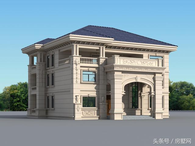 一款精美的歐式風格別墅圖，三層樣式占地120平，漂亮至極！