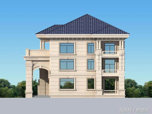 一款精美的歐式風格別墅圖，三層樣式占地120平，漂亮至極！