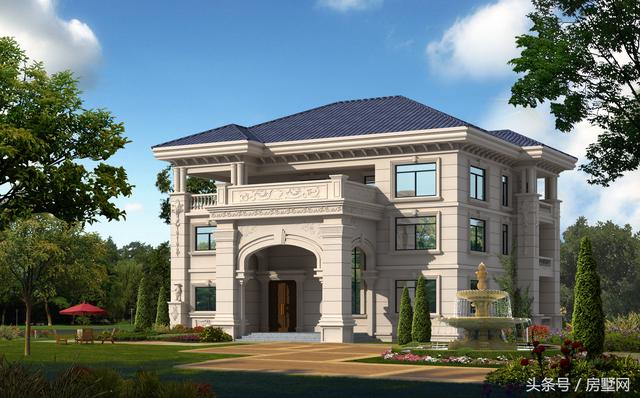 一款精美的歐式風格別墅圖，三層樣式占地120平，漂亮至極！