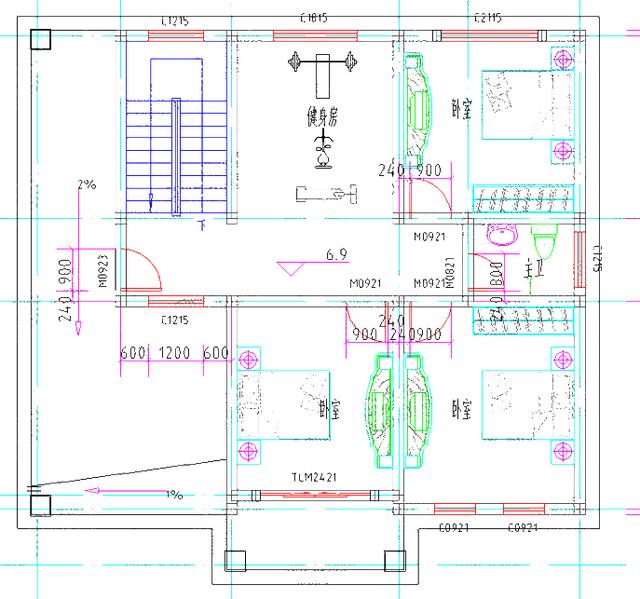 三層農(nóng)村別墅圖紙12×11米35萬3廳6臥帶堂屋+健身房+娛樂室