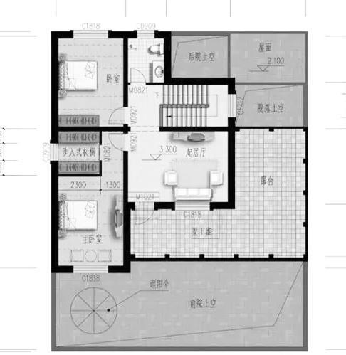 中式二層農(nóng)村小別墅設(shè)計(jì)圖，20萬100㎡2廳5臥帶前后院