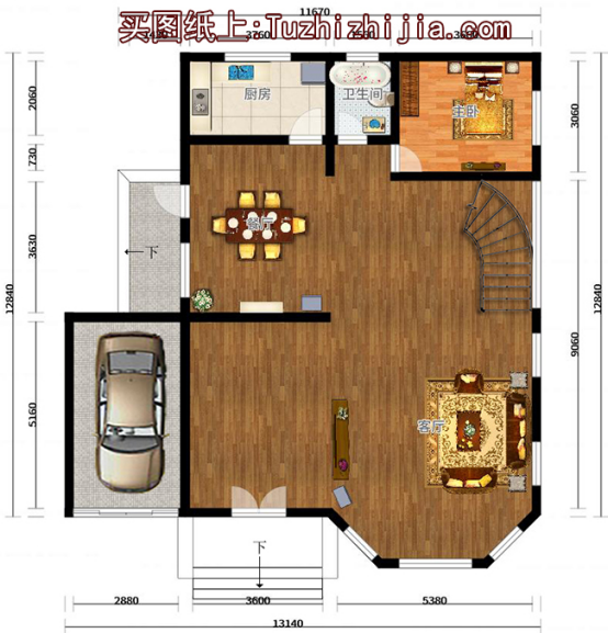 140平左右三層時(shí)尚經(jīng)典農(nóng)村自建房圖帶車庫，主體才25萬