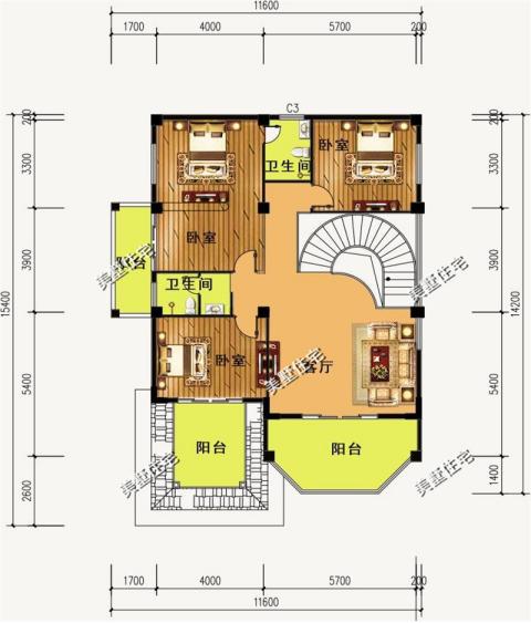 3套三層的小洋別墅設(shè)計(jì)圖，外觀漂亮又大氣，給父母一個(gè)舒適的家