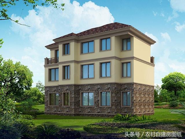 一款地中海風(fēng)格三層農(nóng)村別墅圖，13.5X10米，這樣的你喜歡嗎？