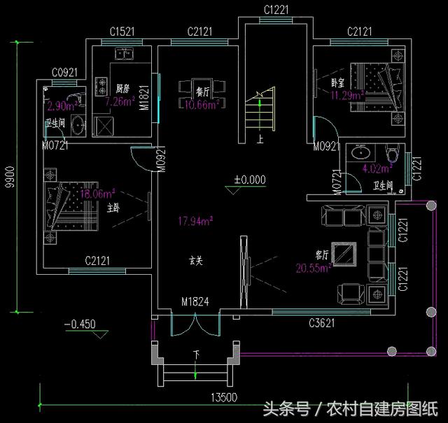 一款地中海風(fēng)格三層農(nóng)村別墅圖，13.5X10米，這樣的你喜歡嗎？