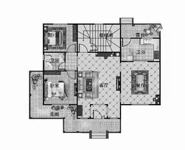 一款托斯卡納風(fēng)格的二層別墅設(shè)計(jì)圖，主體造價(jià)25萬建筑面積240㎡