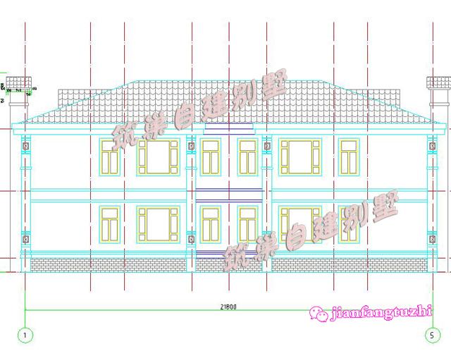 二層農(nóng)村兄弟雙拼房別墅設(shè)計圖效果圖，總面積450平方米22x11米，對稱設(shè)計彰顯房屋的氣勢