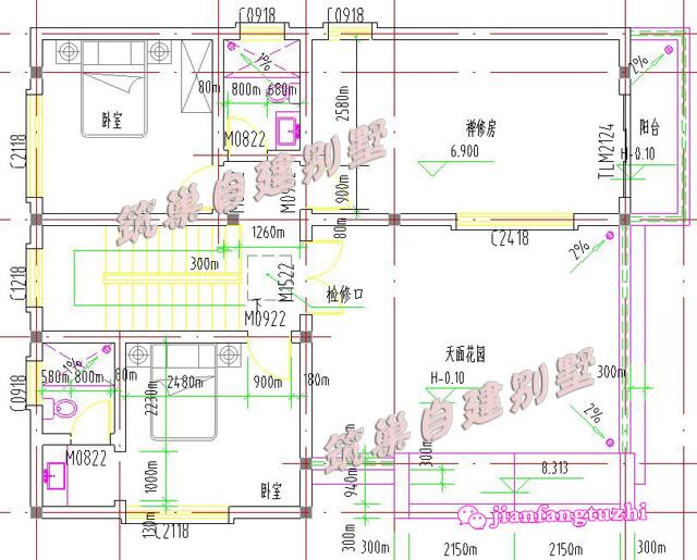 簡(jiǎn)易三層農(nóng)村自建房全套設(shè)計(jì)施工圖，100平方米12x9米房屋結(jié)構(gòu)層次分明