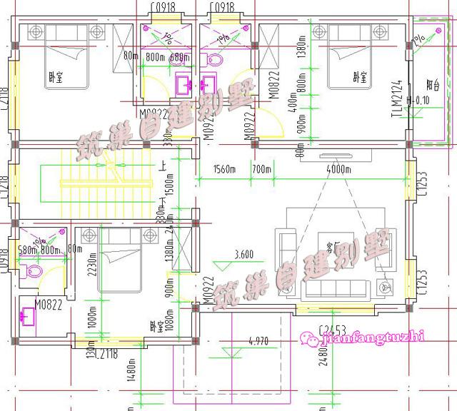 簡(jiǎn)易三層農(nóng)村自建房全套設(shè)計(jì)施工圖，100平方米12x9米房屋結(jié)構(gòu)層次分明