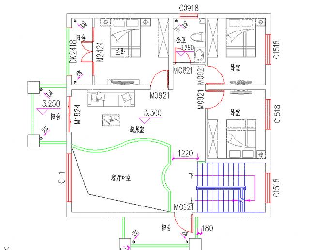 三層3廳6臥別墅圖紙，占地100平造價(jià)40萬左右，地下室+挑空客廳+娛樂室