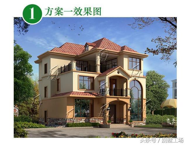 造價46萬農(nóng)村三層別墅圖，外觀立體有層次，帶地下室閣樓