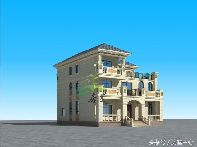 適用于兩代人居住的三層別墅圖，門第建造非常漂亮，內(nèi)部功能區(qū)齊全