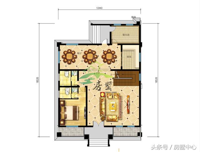 適用于兩代人居住的三層別墅圖，門第建造非常漂亮，內(nèi)部功能區(qū)齊全