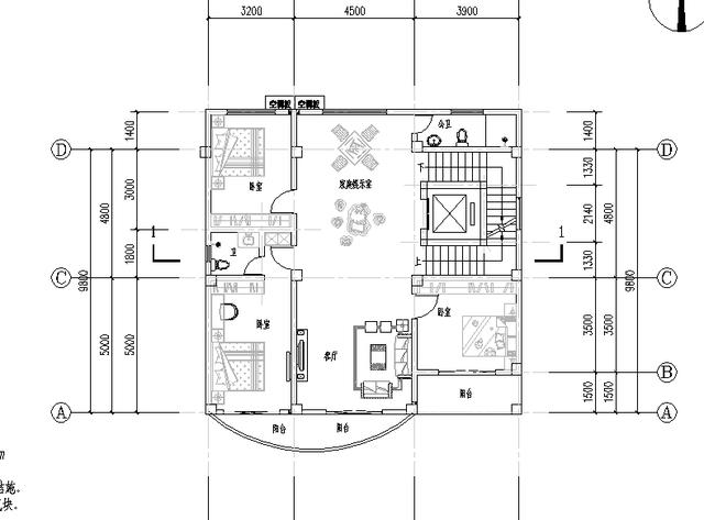 四層農(nóng)村別墅設(shè)計圖帶車庫陽臺書房衣帽間