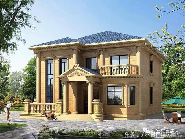 10X13.6米二層歐式風(fēng)格別墅圖，小面積也能建的這么氣派，堪比百萬豪宅