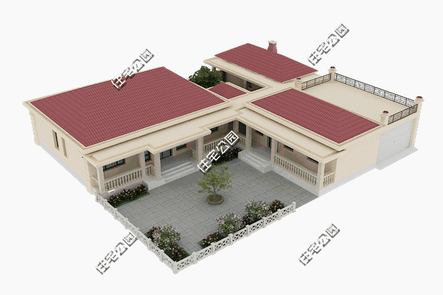 23X26米一層別墅圖，5室2廳陽(yáng)光房還有一個(gè)自家的小院，是你舒適的選擇