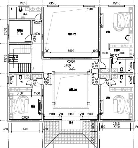 三層新中式別墅合院設計圖，階梯式外觀時尚大氣，內部功能房齊全