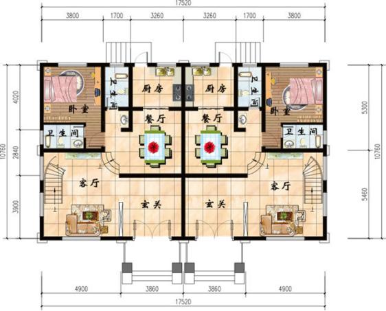 4款農(nóng)村雙拼別墅圖，不同風格簡單實用造價低，兄弟一起建房的最佳選擇