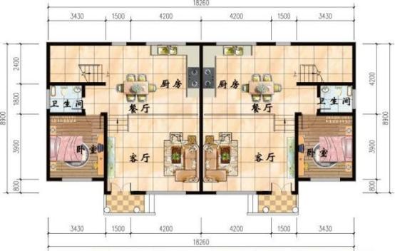 4款農(nóng)村雙拼別墅圖，不同風格簡單實用造價低，兄弟一起建房的最佳選擇
