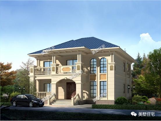 12X14米二層農(nóng)村別墅圖，5室2廳，經(jīng)典的歐式風格沉穩(wěn)又大氣