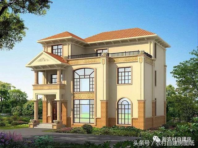 4款豪華農(nóng)村自建別墅圖，款款帶堂屋，配以園林庭院，假山水景，這樣的豪宅城里人有再多的錢(qián)也買(mǎi)不起。