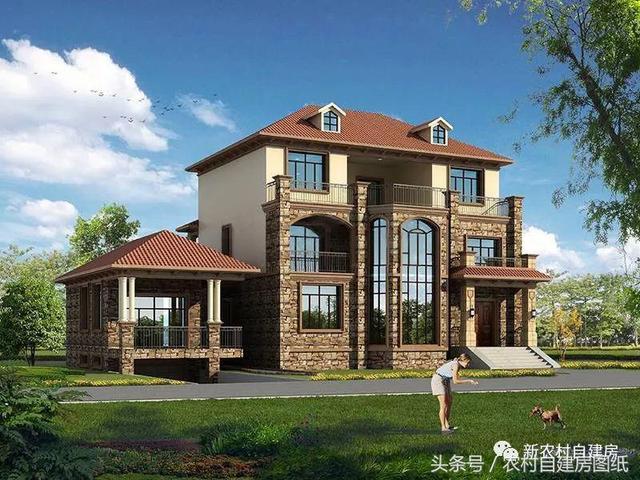 4款豪華農(nóng)村自建別墅圖，款款帶堂屋，配以園林庭院，假山水景，這樣的豪宅城里人有再多的錢(qián)也買(mǎi)不起。