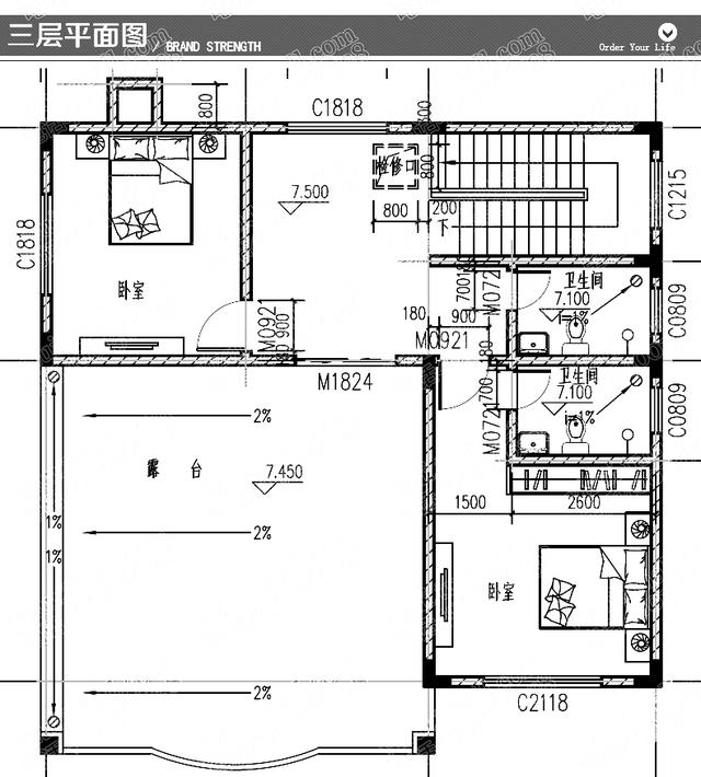 11×10米三層帶臥室套房私家別墅圖，2廳6臥造價(jià)30萬，文化石裝飾復(fù)古有韻味！