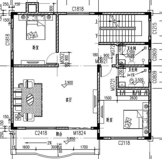 11×10米三層帶臥室套房私家別墅圖，2廳6臥造價(jià)30萬，文化石裝飾復(fù)古有韻味！