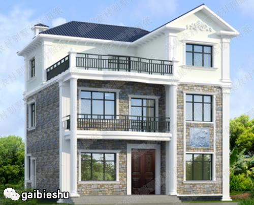 11×10米三層帶臥室套房私家別墅圖，2廳6臥造價(jià)30萬，文化石裝飾復(fù)古有韻味！