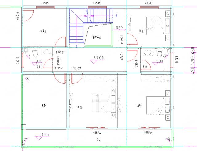 35萬三層平頂2廳7臥帶挑空餐廳+涼亭獨棟自建房設(shè)計圖紙，比較符合農(nóng)村建房審美