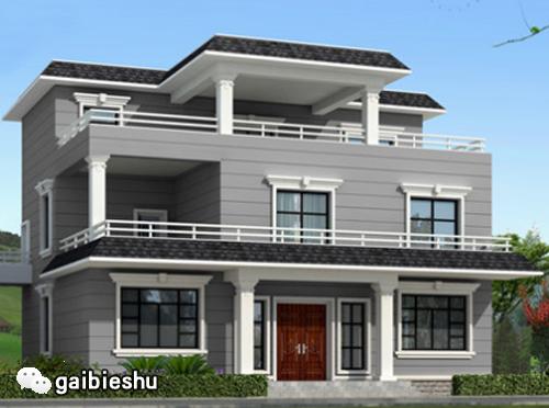 35萬三層平頂2廳7臥帶挑空餐廳+涼亭獨棟自建房設(shè)計圖紙，比較符合農(nóng)村建房審美