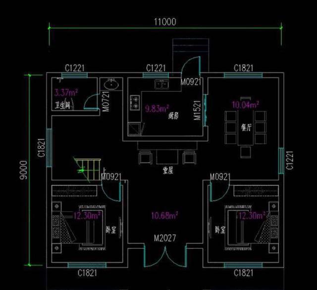 開間進(jìn)深9米，占地100平米的兩款二層農(nóng)村自建房設(shè)計(jì)圖，非常實(shí)用的戶型