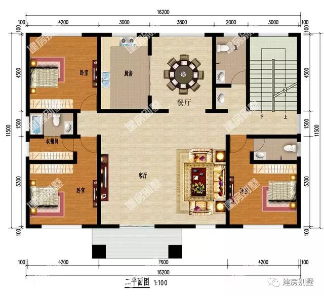 16.2×11.5米四層別墅設(shè)計圖，農(nóng)村自建房的典范，內(nèi)外兼修養(yǎng)眼又實(shí)用