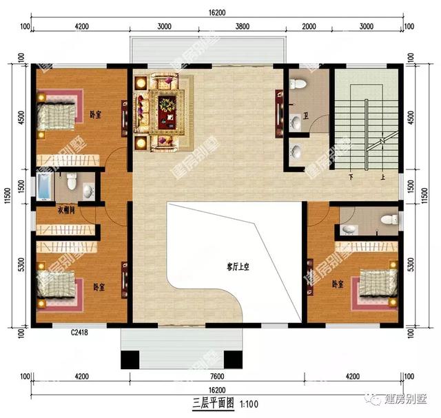 16.2×11.5米四層別墅設(shè)計圖，農(nóng)村自建房的典范，內(nèi)外兼修養(yǎng)眼又實(shí)用