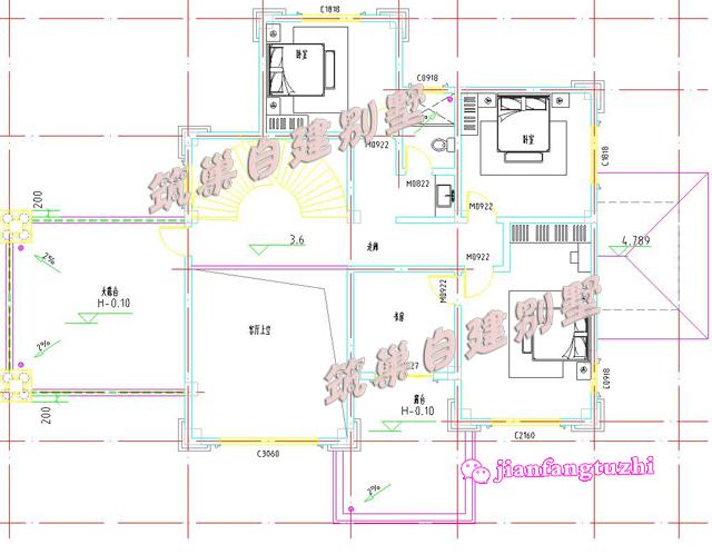 三層豪華農(nóng)村別墅全套設(shè)計(jì)圖，帶雙車(chē)庫(kù)，18x13米。