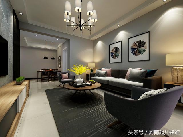 120平現(xiàn)代簡約的裝修效果圖，撥動你的心弦，邊線條都很硬朗，空間大方簡約，讓人心曠神怡