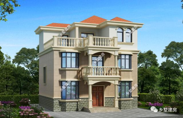 27萬(wàn)就能建的10X9米農(nóng)村三層別墅設(shè)計(jì)圖，8室2廳還帶露臺(tái)