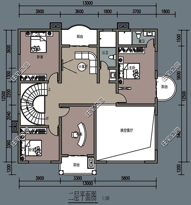 三層農(nóng)村別墅設(shè)計(jì)圖，挑空大廳旋轉(zhuǎn)樓梯，給你一個(gè)時(shí)尚鄉(xiāng)村生活