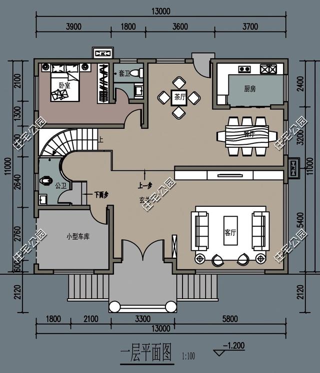 三層農(nóng)村別墅設(shè)計(jì)圖，挑空大廳旋轉(zhuǎn)樓梯，給你一個(gè)時(shí)尚鄉(xiāng)村生活